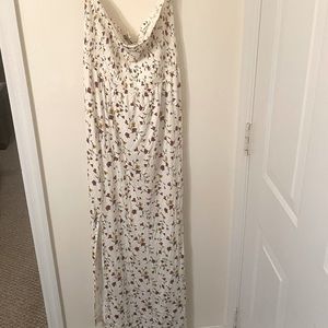 White floral strapless dress